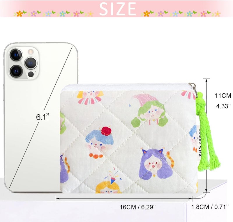 Modacarry Store Cotton Quilted Floral Coin Purse Digital Camera Pouch with Cute Prints Zipper for Women Girls (GIRLS) - Image 3